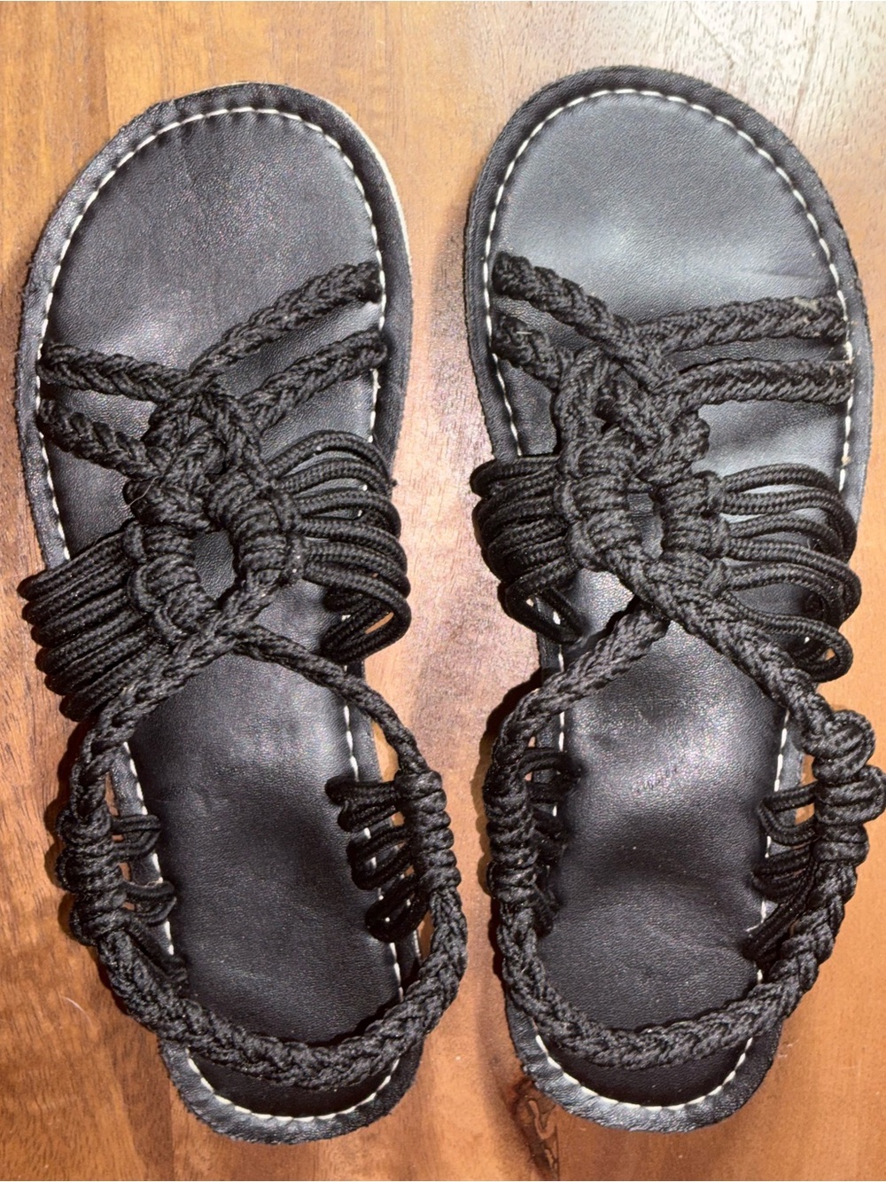 Women's Black Braided Strappy Sandals size 7